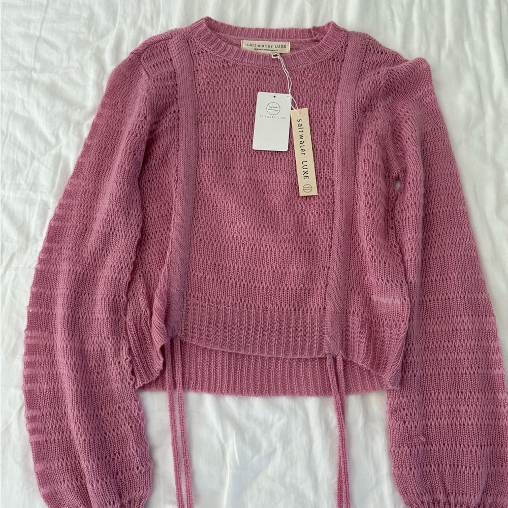 Saltwater LUXE Pink Crew Neck Cropped Sweater